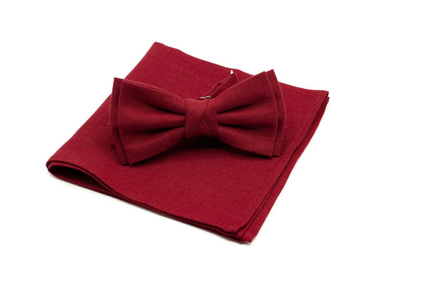 Burgundy Dark Red butterfly bow ties for men and kids available with matching pocket square or suspender / Wedding necktie for groomsmen