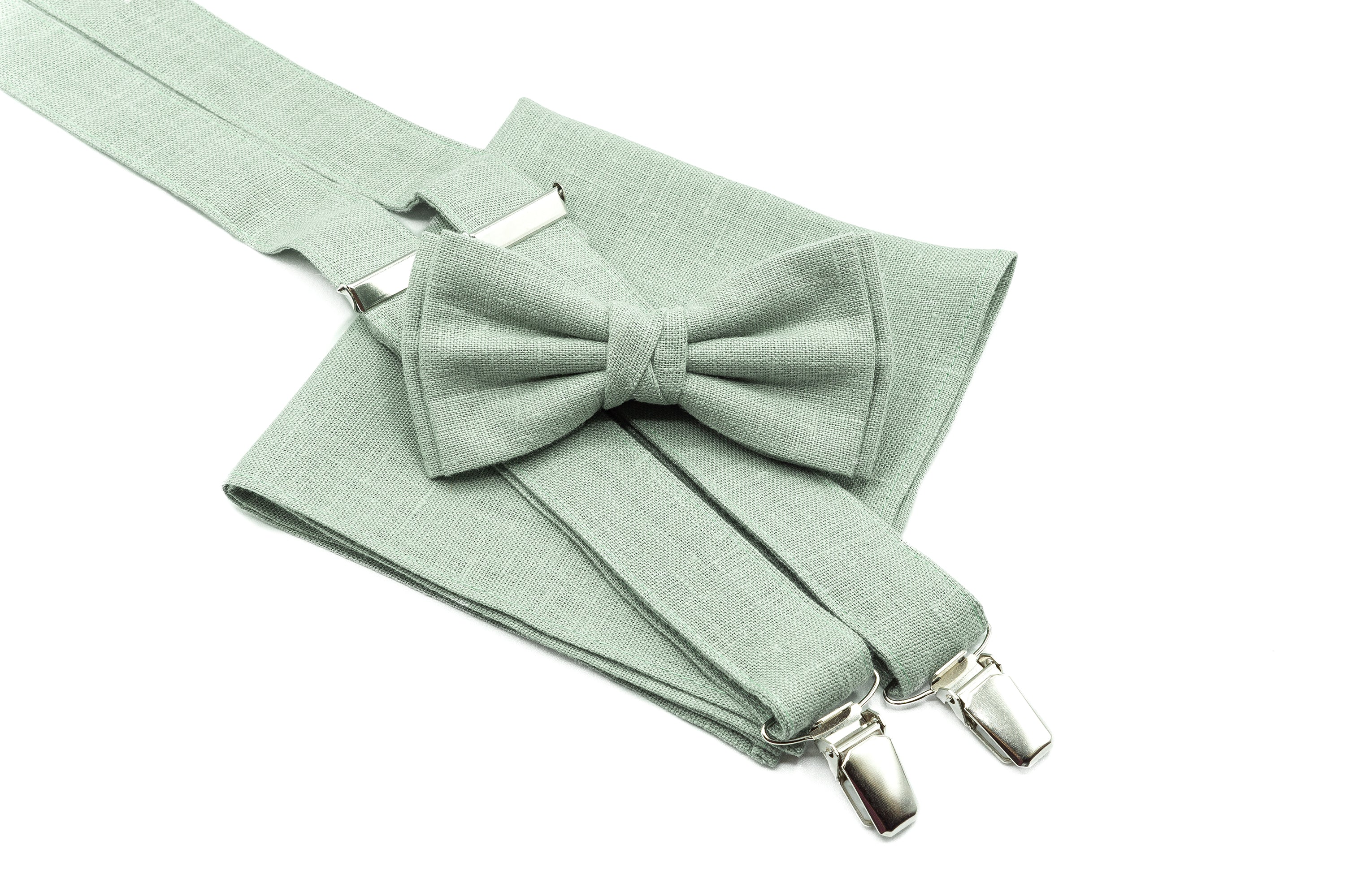 Brown Linen Bow Tie hot and Braces set, Eco Friendly