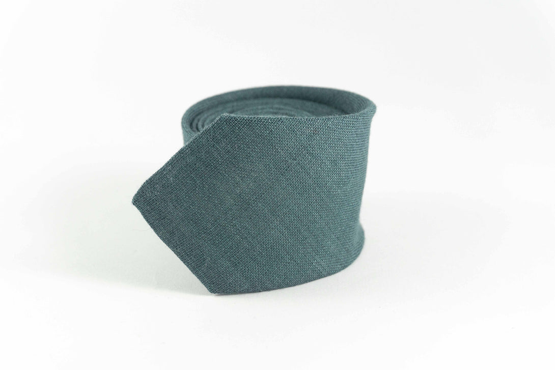 Blue grey linen classic bow ties - fathers day gift