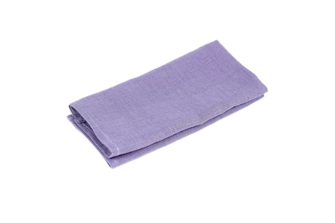 Lavender linen pocket square, ideal for complementing formal attire.