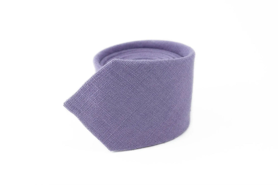 Men's lavender linen necktie, an elegant and versatile accessory for formal wear, with an option to add a matching pocket square