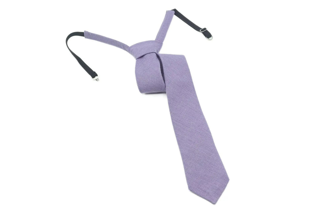 Elegant lavender tie with an adjustable band, ideal for formal occasions