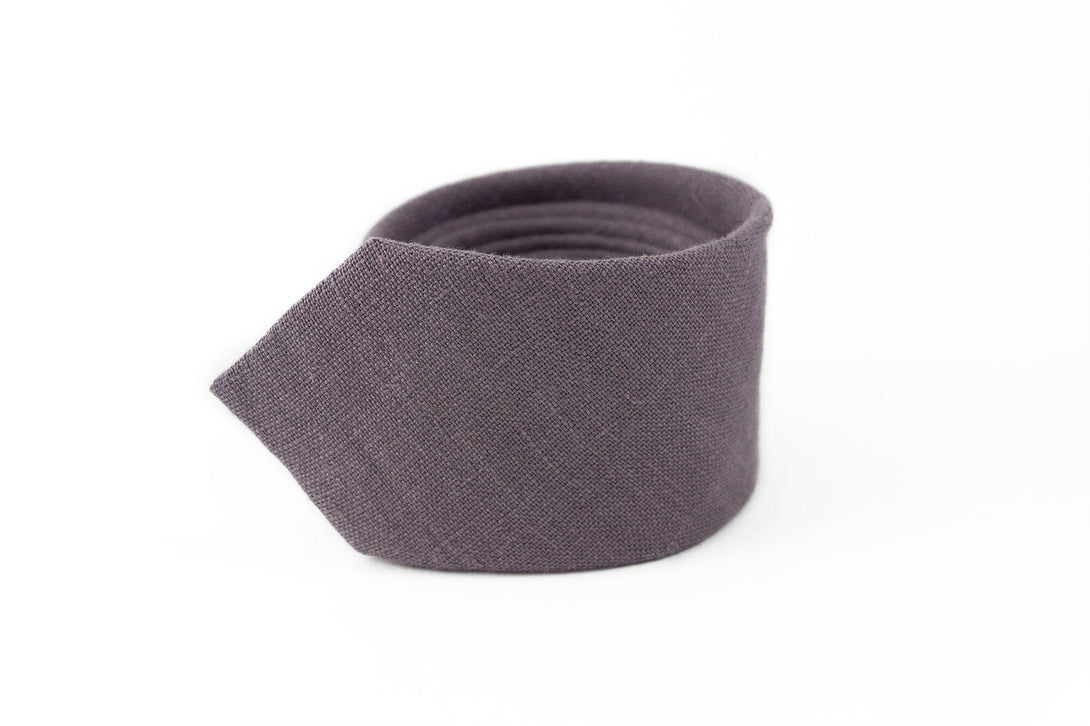 Dusty purple handmade linen groomsmen ties