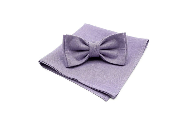 Father and son lavender butterfly bow tie available with matching pocket square, perfect gift for Father's Day or birthdays.