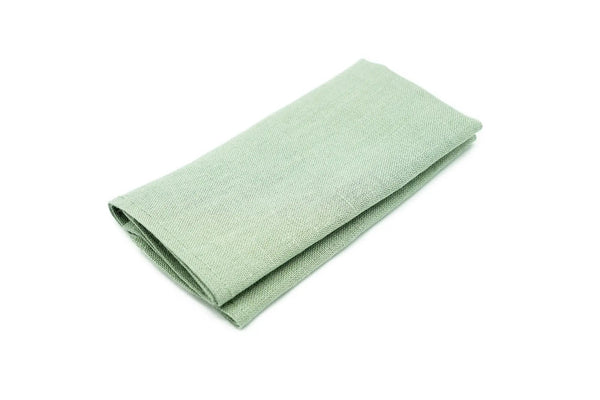 Bright Sage Green linen pocket square neatly folded for formal wedding events or as a groomsmen accessory.