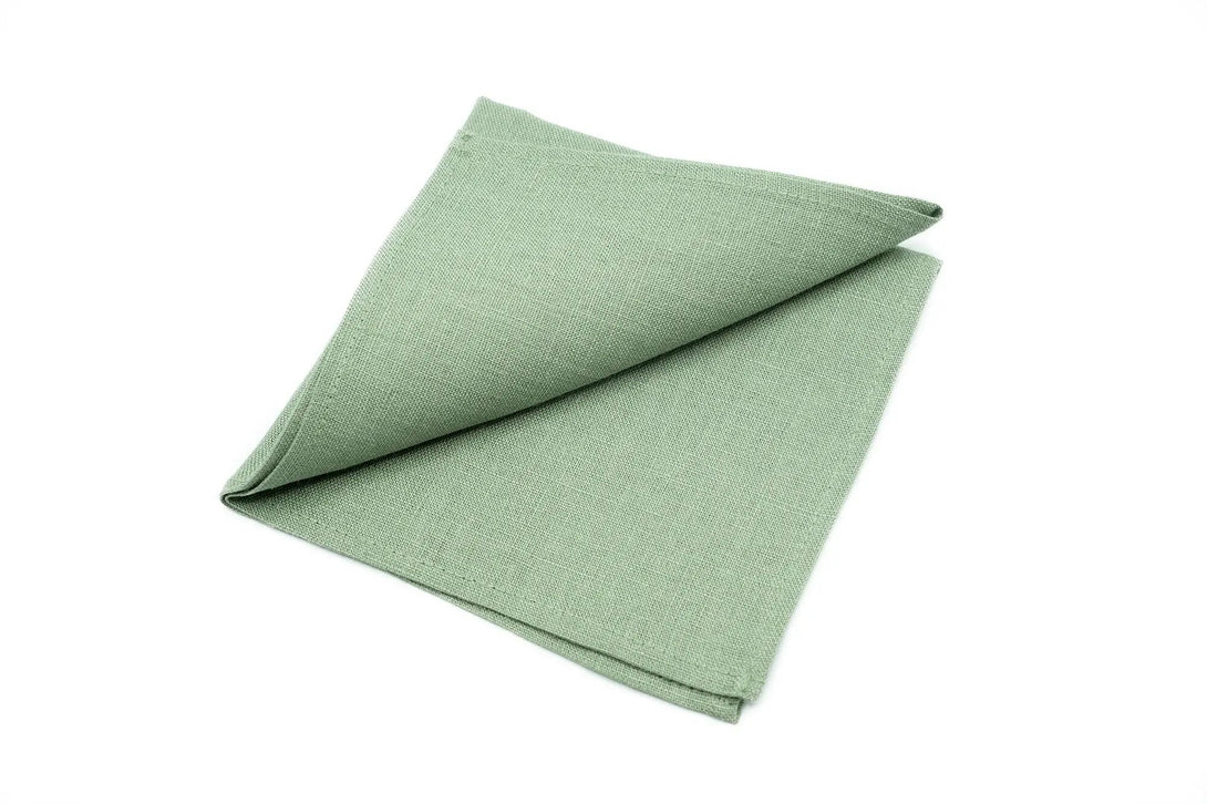 Stylish Sage Green handkerchief in linen fabric perfect for weddings or formal occasions.