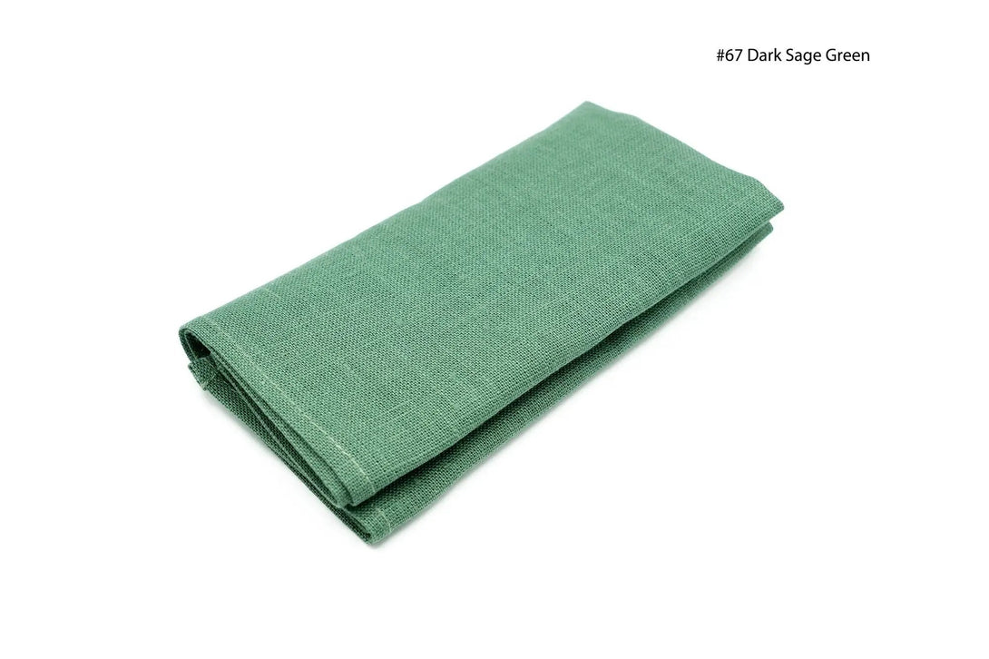 Dark Sage Green linen pocket square, ideal for wedding parties and groomsmen gifts, offering a classic, elegant look.