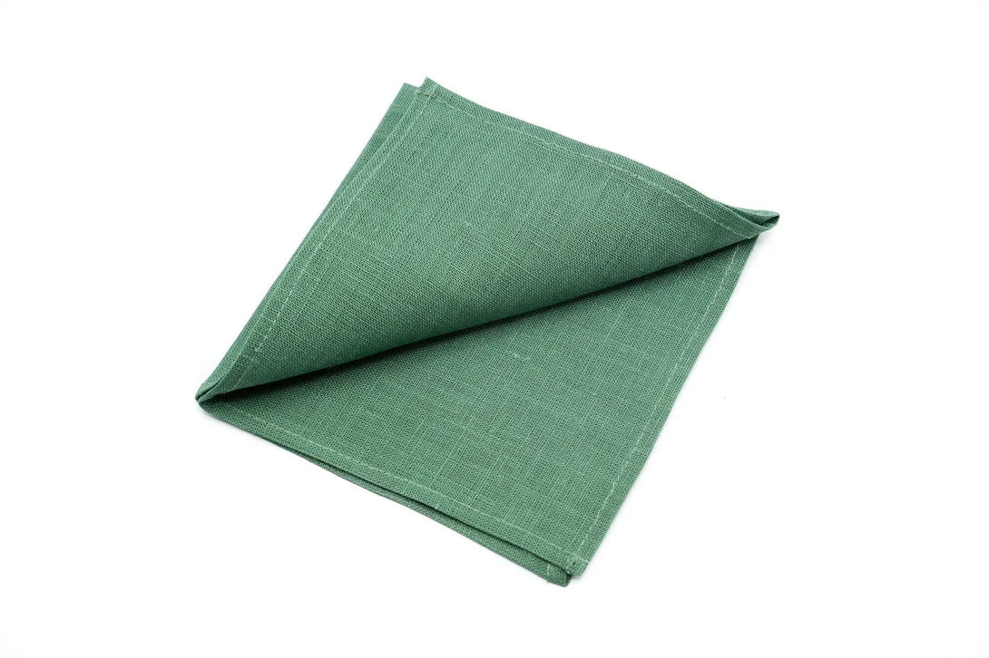 Dark sage green linen pocket square, a versatile accessory for weddings and formal events