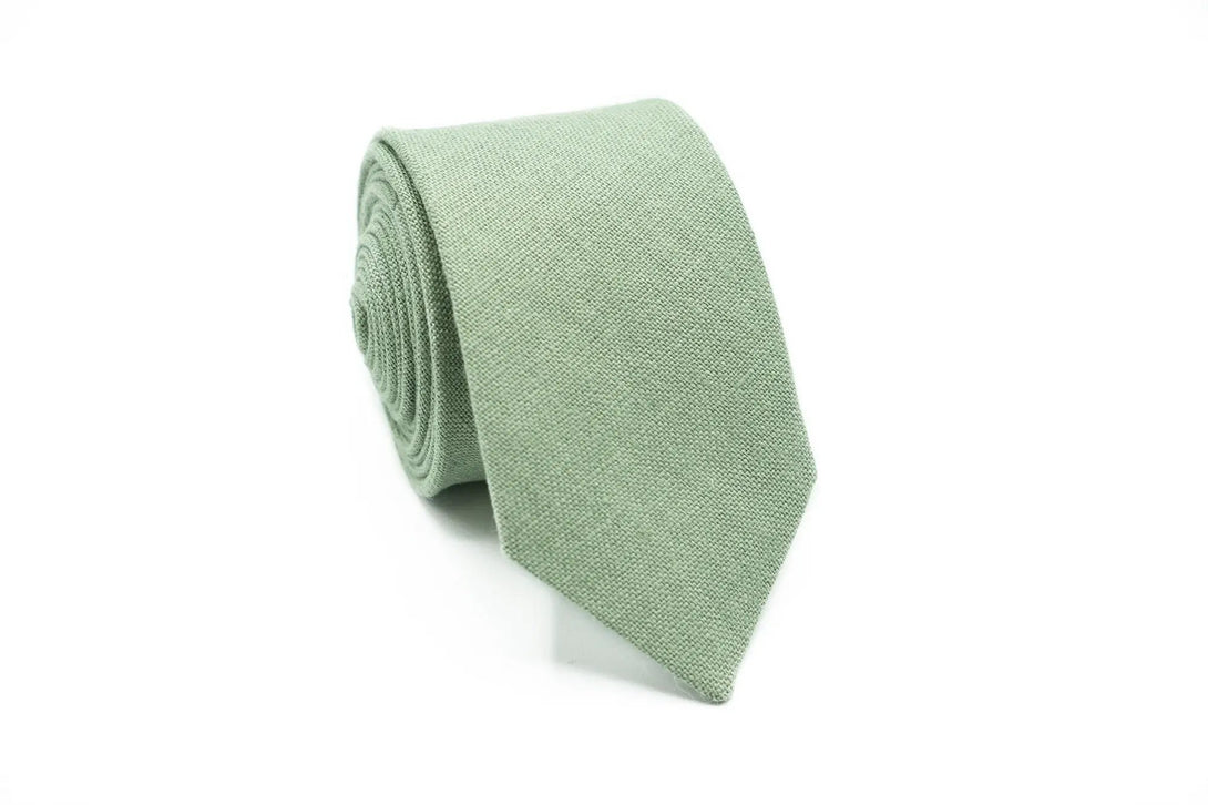 Bright Sage green linen self-tied necktie for men