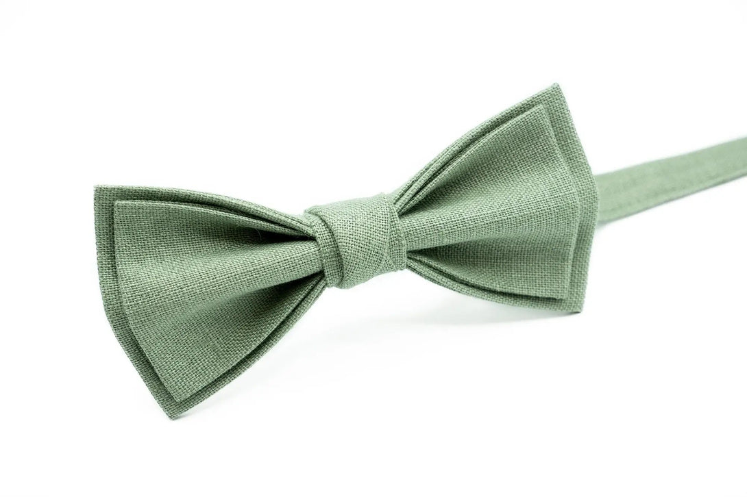 Bright Sage Green Father and son Bow tie or necktie for Father's day gift available with matching linen pocket square or Y-back suspenders