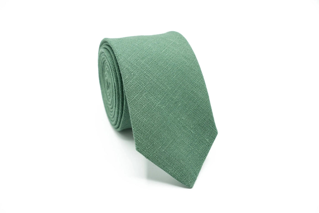 Dark Sage Green necktie for groomsmen, perfect for weddings or formal occasions.