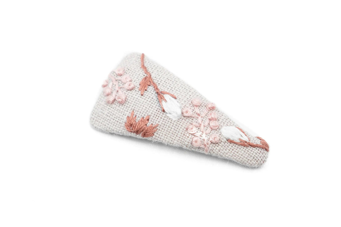 Dusty Rose Floral Hand Embroidered Hair Clip for girls and women, beautifully crafted with delicate flower designs, perfect for casual and formal hairstyles