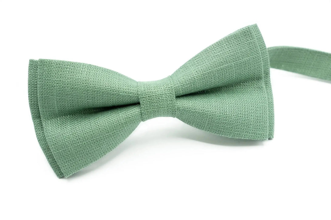 Sage green linen classic bow tie for men and boys