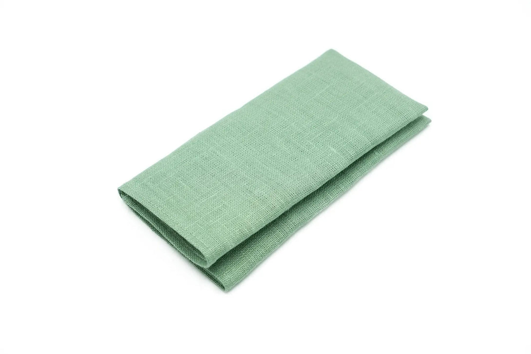 Handcrafted sage green linen pocket square for weddings and special events