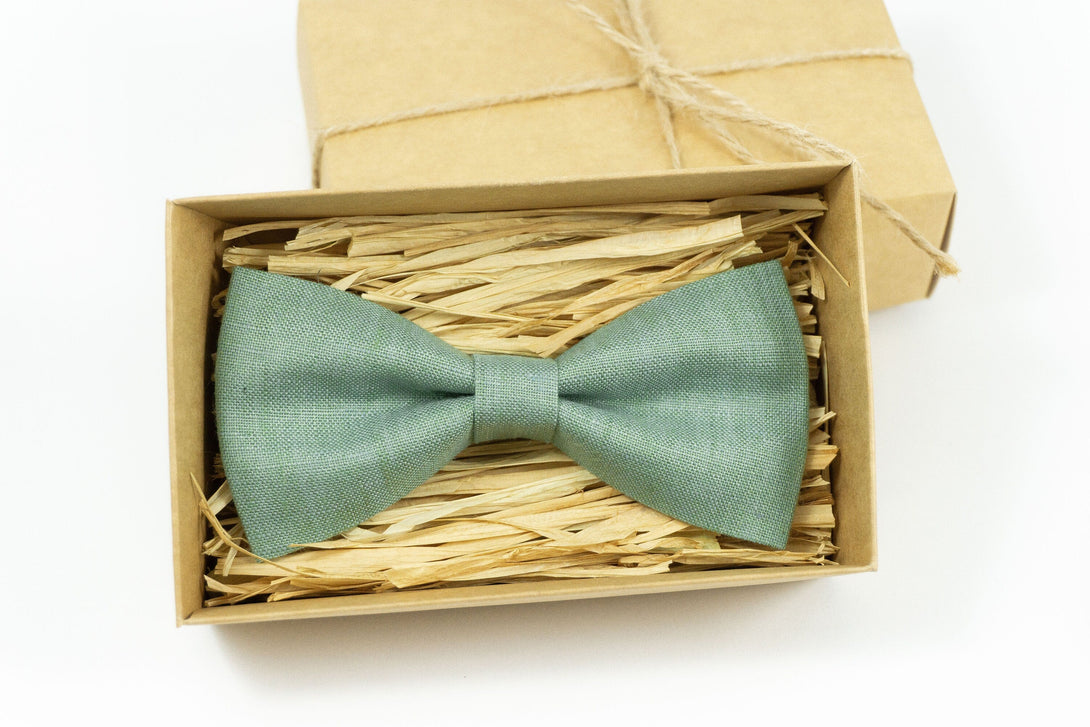 Light Sage green linen ties for men and boys / Unique anniversary gift for husband or fathers day gift for dad