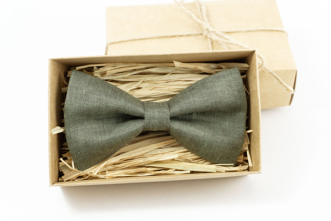 Dark Sage green pre-tied wedding bow ties / Bow ties for men and toddler boys available with matching pocket square