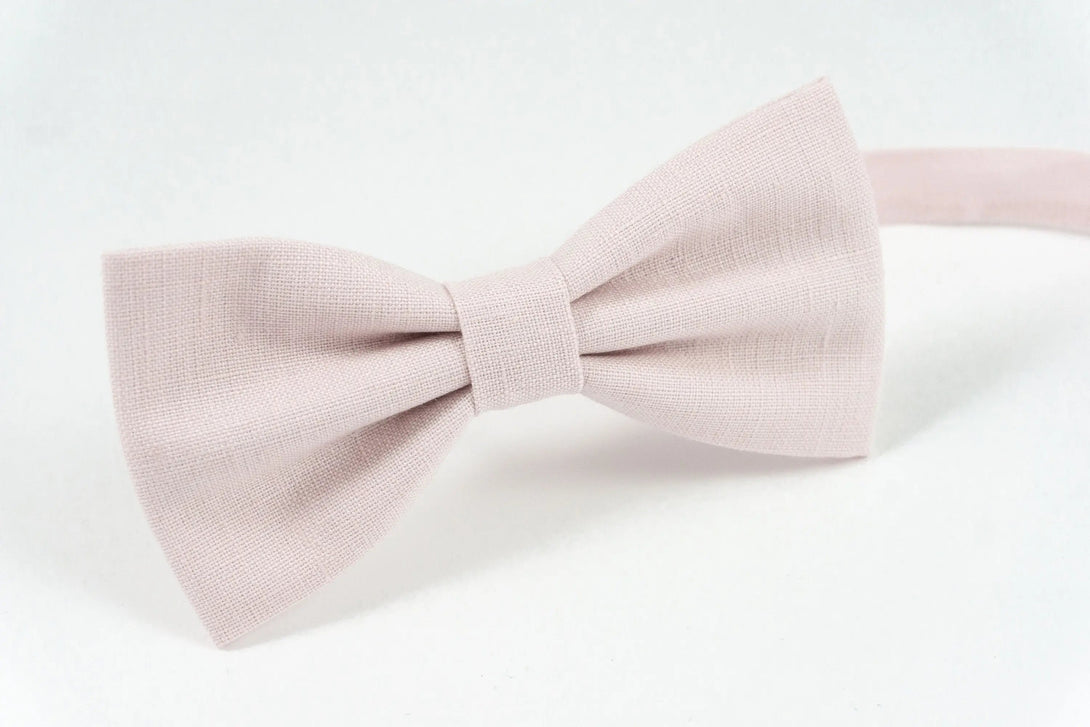 Light Dusty rose color linen wedding bow ties for groomsmen and groom / Page boy bow tie