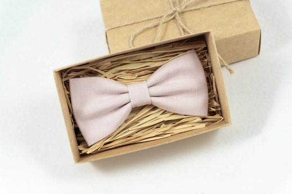 Light Dusty rose color linen wedding bow ties for groomsmen and groom / Page boy bow tie