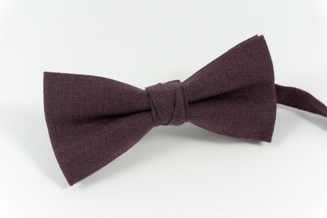 Eggplant color pre tied bow ties for weddings