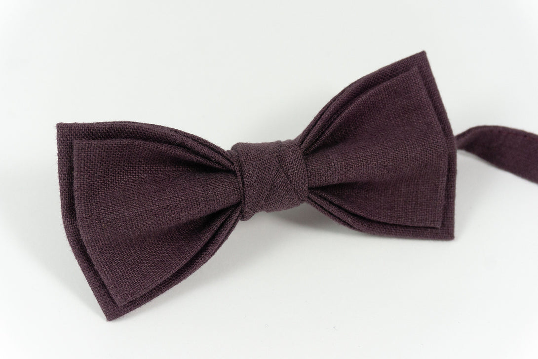 Eggplant bow ties and pocket square for weddings