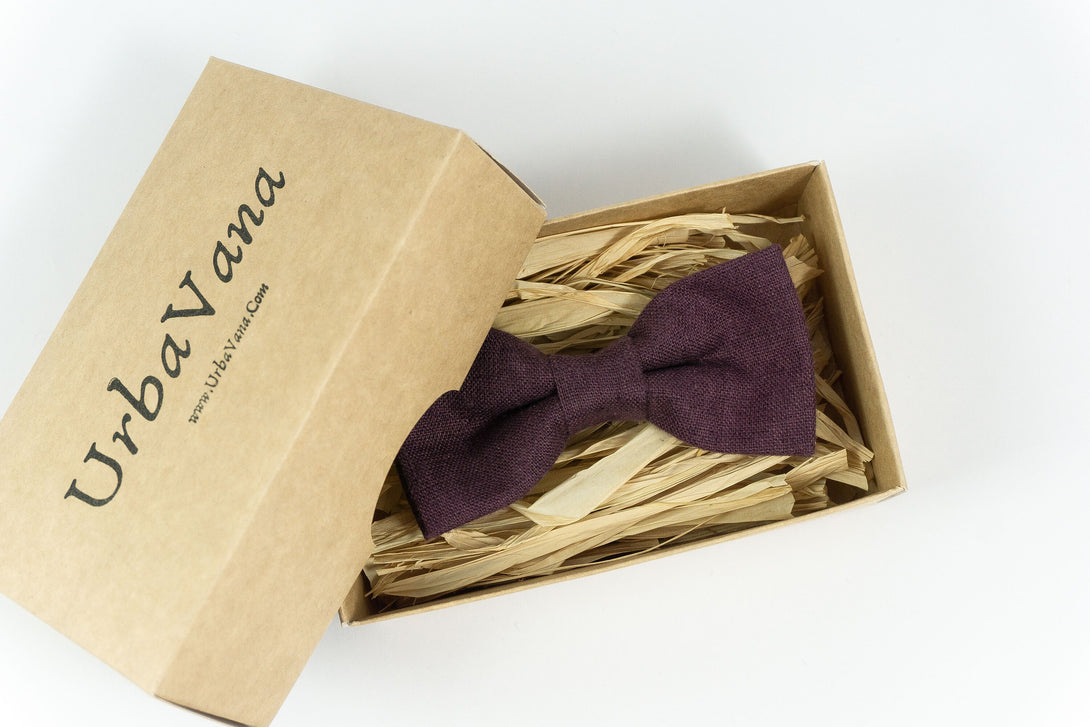 Eggplant color linen groomsmen ties for wedding