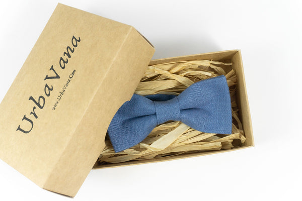 Blue color pre tied wedding bow tie for groomsmen