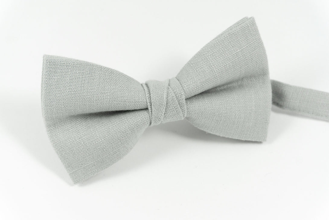 Dusty grey linen groomsmen bow ties for wedding gift