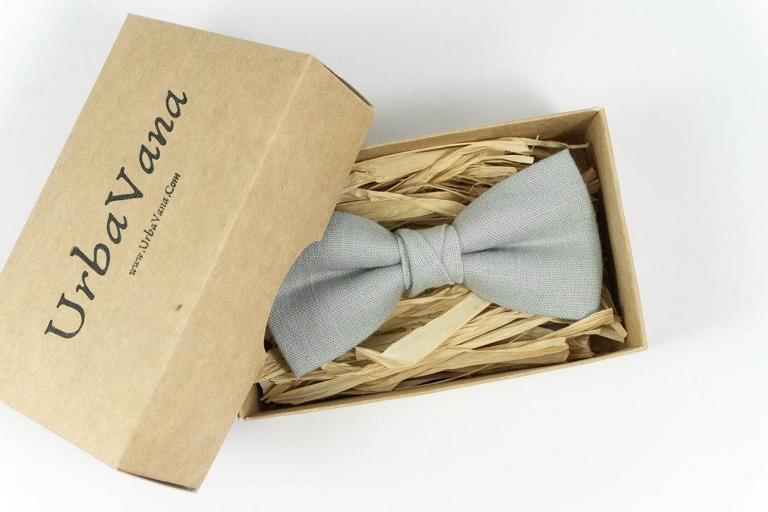 Dusty grey wedding bow ties for groomsmen / mens neckties and pre tied bow ties for men and baby boys