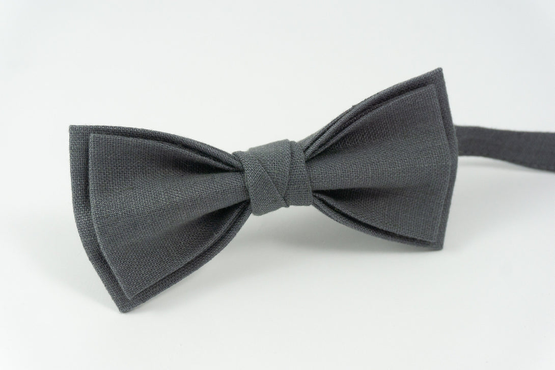 Dark grey linen wedding ties for groomsmen and groom - dark grey wedding necktie