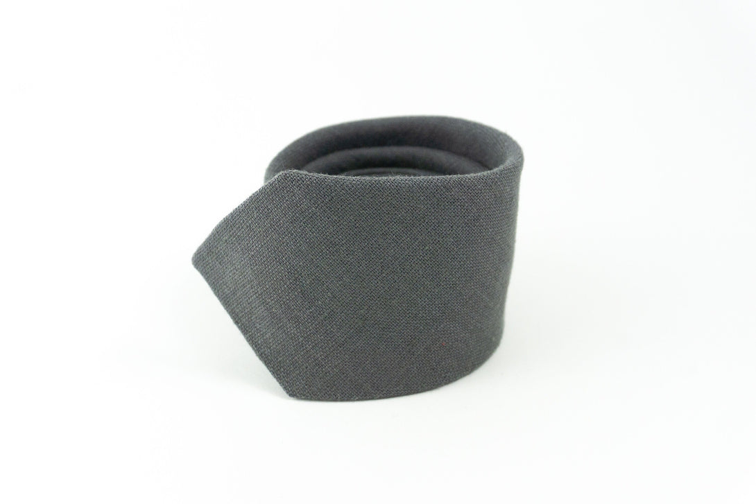 Dark grey linen wedding ties for groomsmen and groom - dark grey wedding necktie