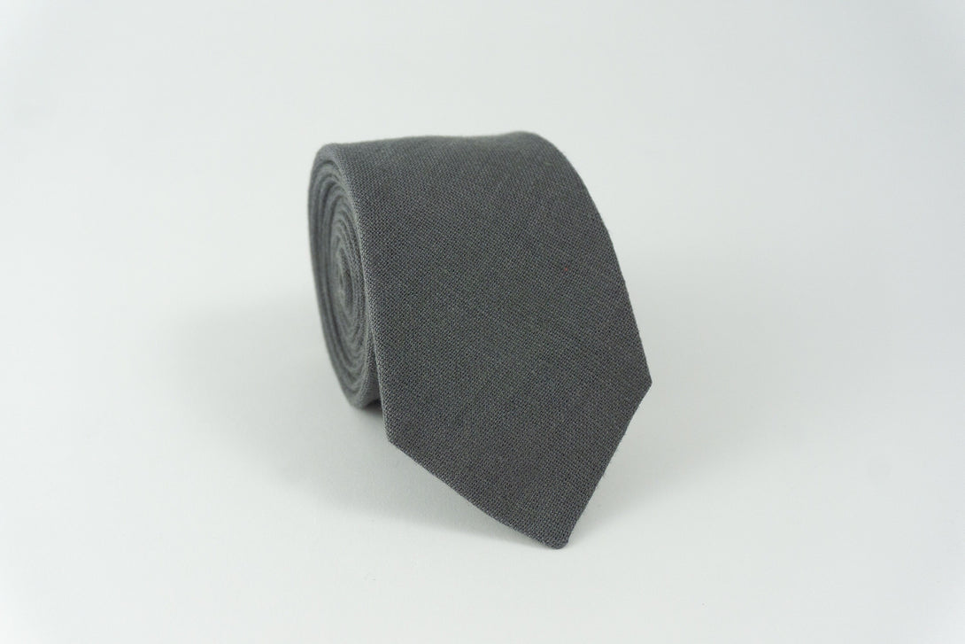 Dark grey linen wedding ties for groomsmen and groom - dark grey wedding necktie