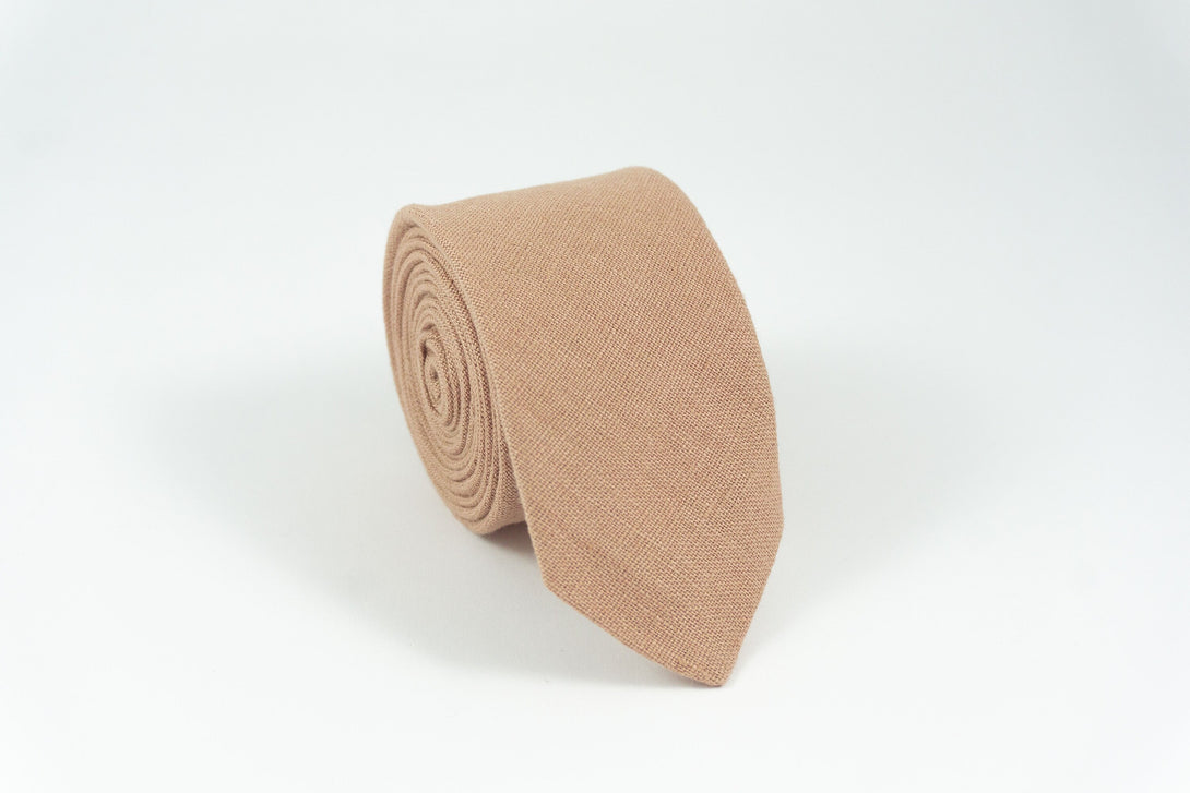 Light brown color linen pocket square for men available with necktie