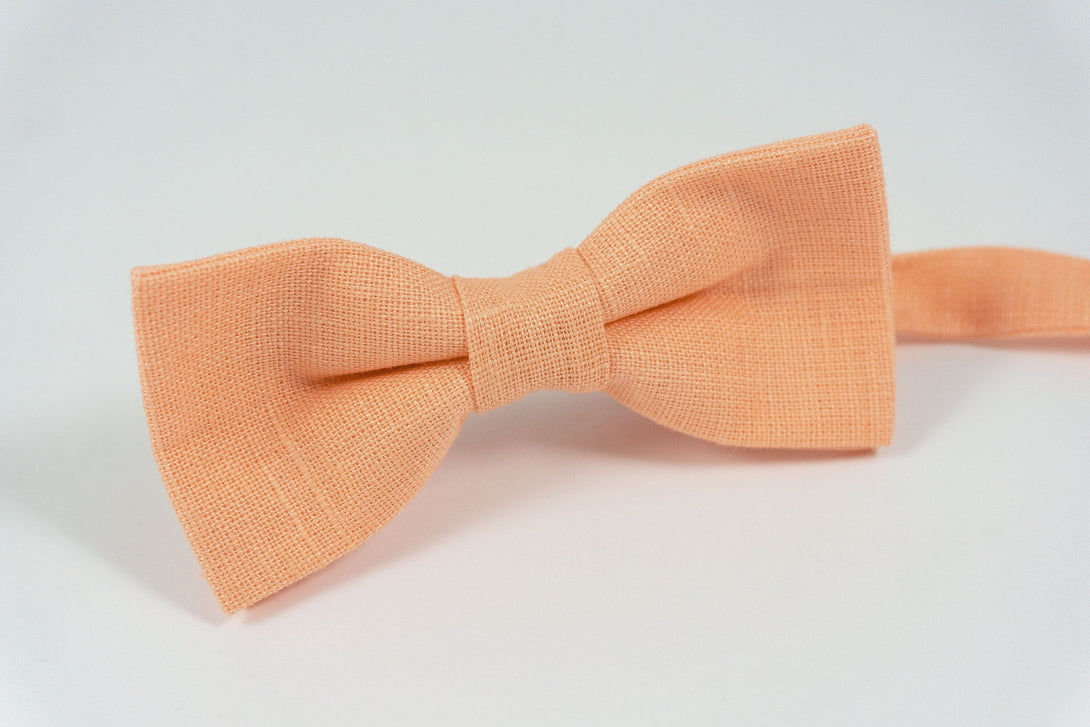 Peach handmade linen groomsmen ties for weddings