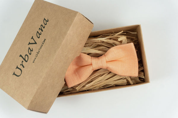 Peach handmade linen groomsmen ties for weddings