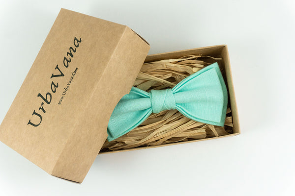 Mint color pre-tied wedding bow ties for men