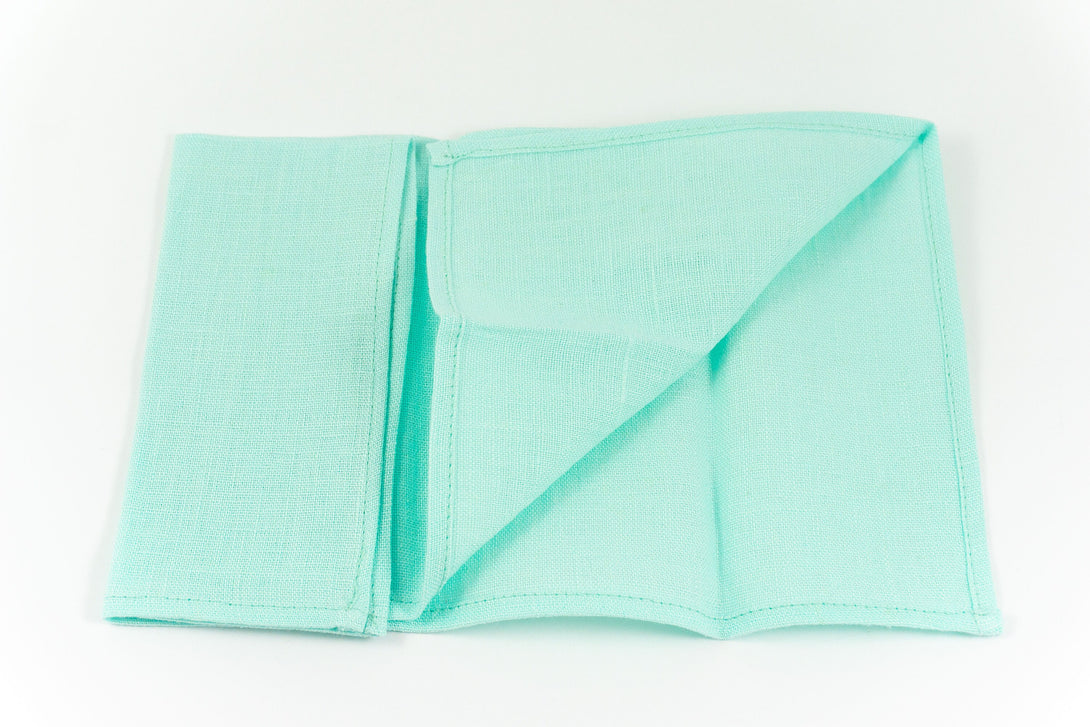 Mint color pocket square made from eco-friendly linen