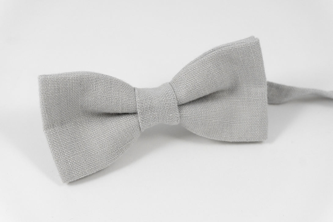 Light Gray color linen bow ties for men - groomsmen bow ties for weddings