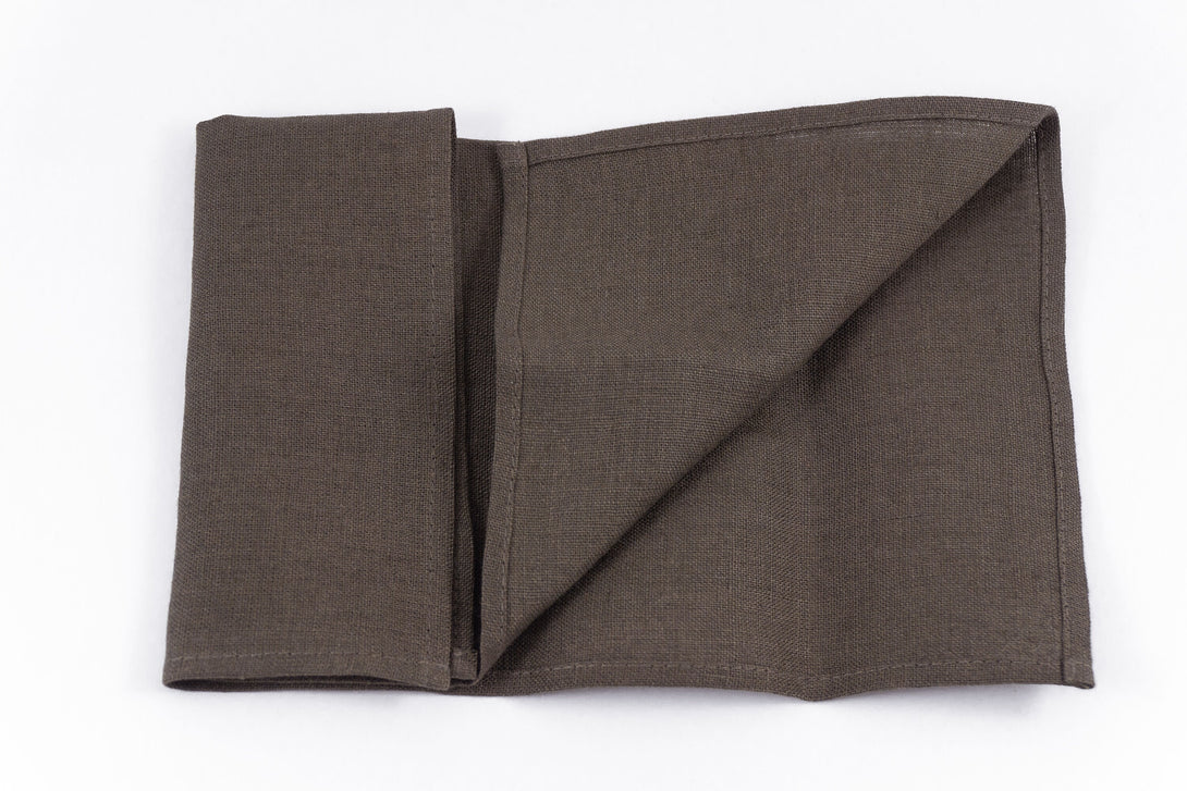 Cocoa brown color linen pocket square or handkerchief for men and boys available with matching bow tie or skinny necktie