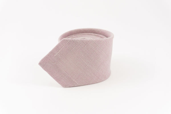 Pale purple linen wedding necktie for groomsmen