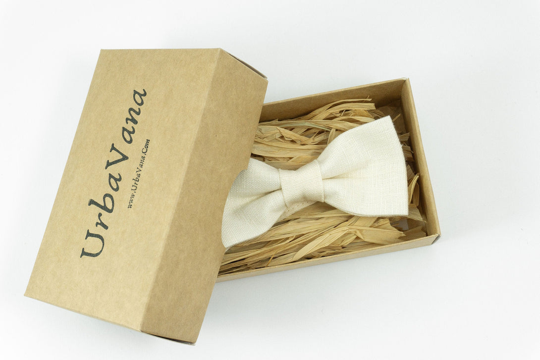 Champagne pre-tied wedding bow tie for groomsmen