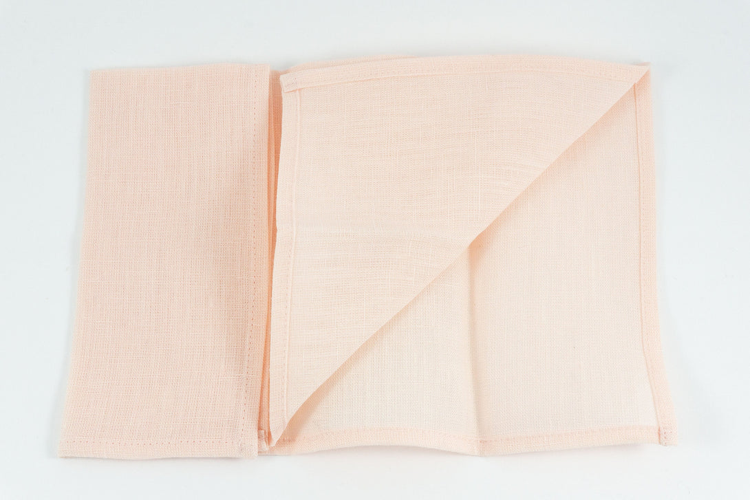 Light Blush peach linen wedding bow tie available with matching pocket square