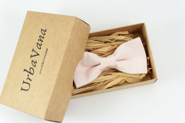 Peach color linen baby boys and kids bow ties