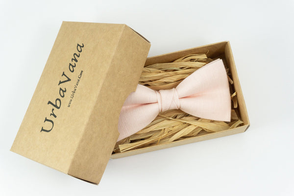 Blush peach classic mens wedding bow ties