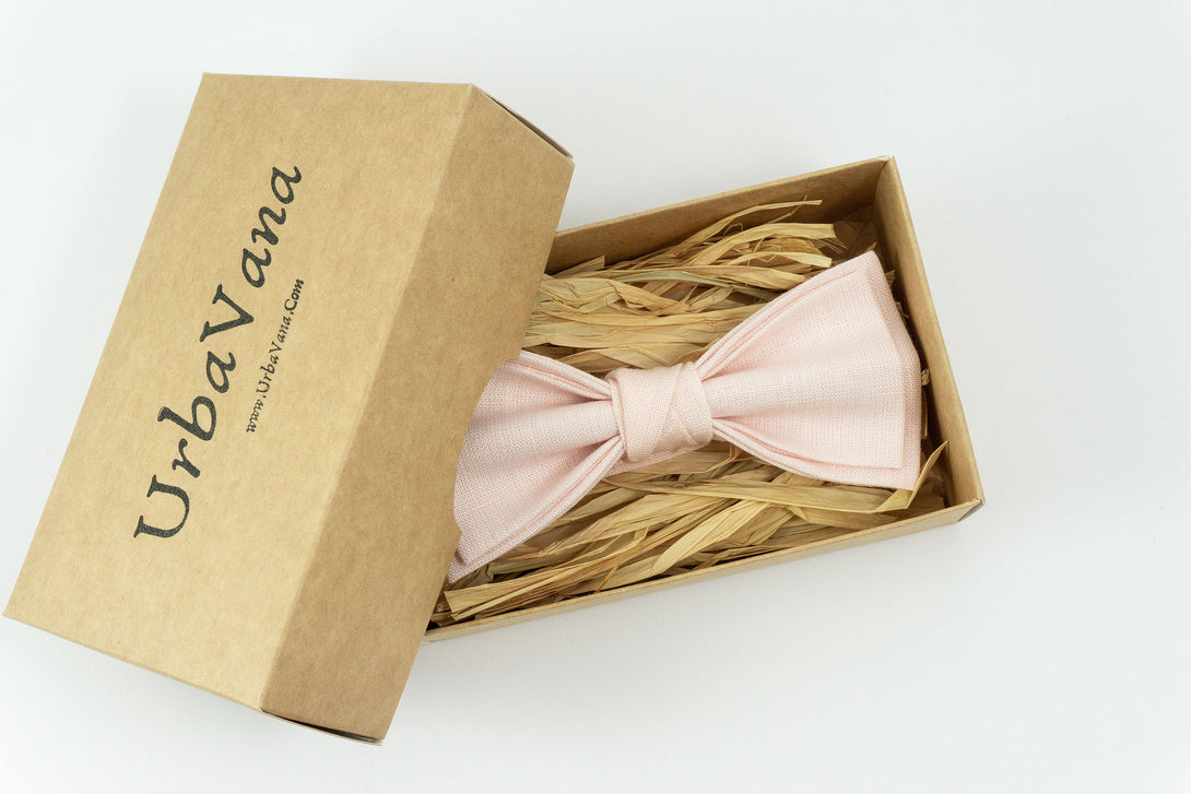 Light peach wedding bow ties for groomsmen and groom gifts