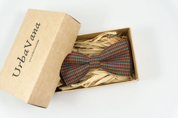 Brown red orange rustic style pre-tied bow ties for men