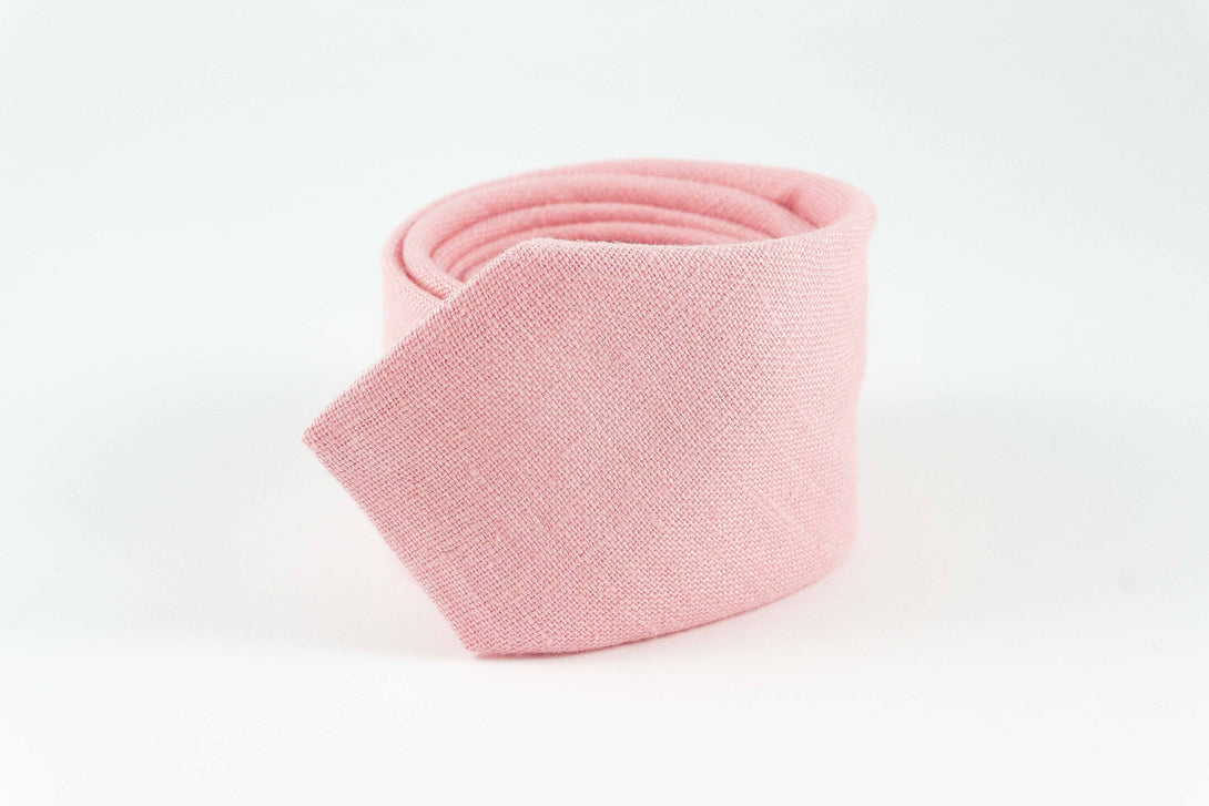 Pink handmade wedding bow ties for groomsmen - pink linen neckties for groomsmen gift