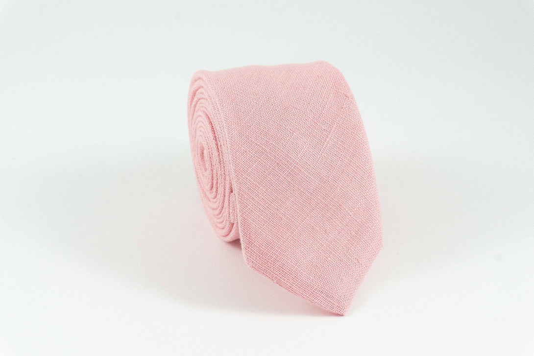 Pink color linen pocket square or handkerchief for men available with matching bow tie or necktie