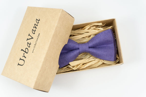 Lilac color linen pre-tied bow ties for men and boys