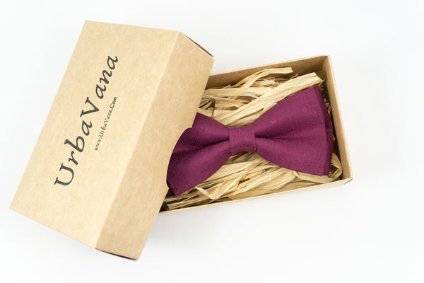 Burgundy color patterned classic style wedding bow ties for groomsmen