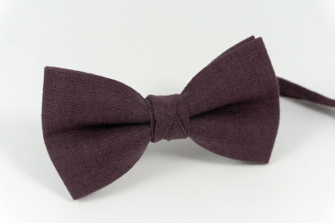 Eggplant color pre-tied wedding bow ties for men and ring bearer boys